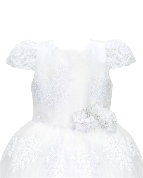 First Communion Dress For Girls With Embroidered Lace And Floral
