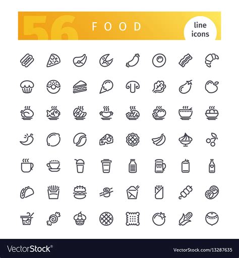 Food Line Icons Set Royalty Free Vector Image Vectorstock