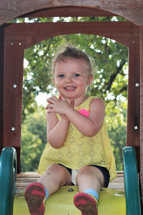 Happy Little Girl On Slide Free Stock Photo Public