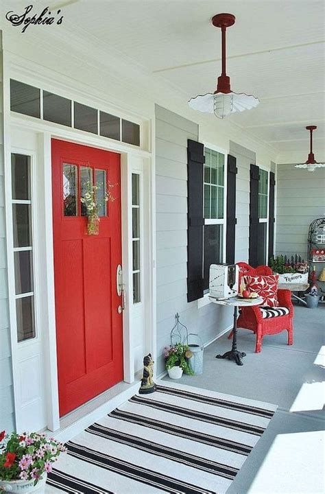 70 Beautiful Farmhouse Front Door Design Ideas And Decor 33 Red