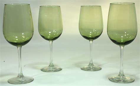 Olive Green Clear Stem Two Tone Wine Glasses Set Of 4 Uk