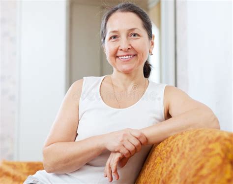 Smiling Ordinary Mature Woman Stock Photo Image Of Senior Female