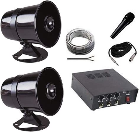 Cartruck 12v Vehicle Pa System Sound Kit Inc Mic Speakers And Amplifier