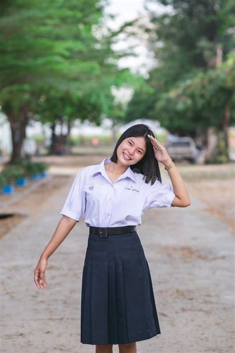 Female Students In School Uniforms In Thai Schools Stock Photo Image