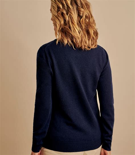 Navy Womens Cashmere And Merino Crew Neck Knitted Jumper Woolovers Au