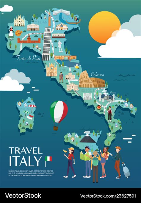 Map Of Italy Attractions Royalty Free Vector Image