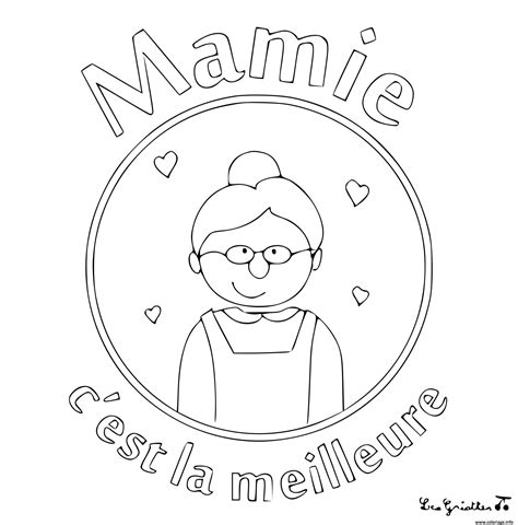 Coloriage Mamie Cest La Meilleure Dessin Fete Des Grands meres Mamies à imprimer