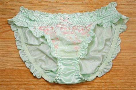 vintage japanese nylon shiny slippery pretty cute ruffle mint bikini panty small ebay