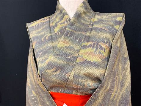 Oshima Tsumugi Japanese Silk Kimono Kimono Komon Kimono Etsy