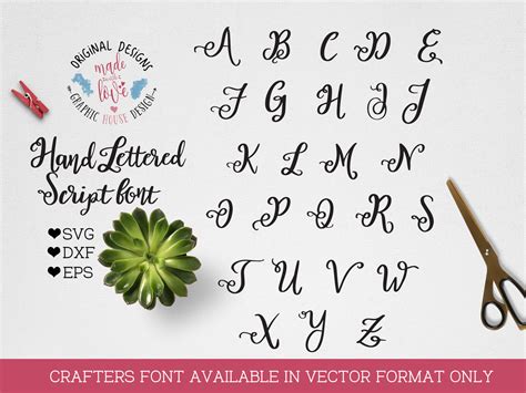 Hand Lettered Script Vector Font Craft Font Svg Dxf Eps By