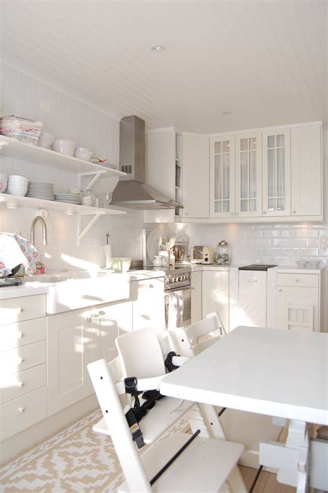 White Kitchen With Open Shelves White Ikea Kitchen