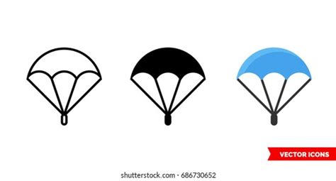 Parachute Icon 3 Types Color Black Stock Vector Royalty Free