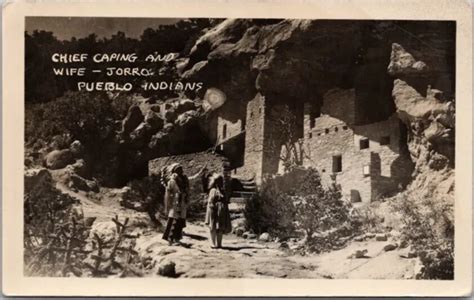 1930s Native Americana Rppc Postcard Chief Caping And Wife Jorro Pueblo Indians 1000 Picclick