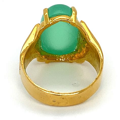 green cats eye calcite 11 25ct solid 18k yellow gold ring