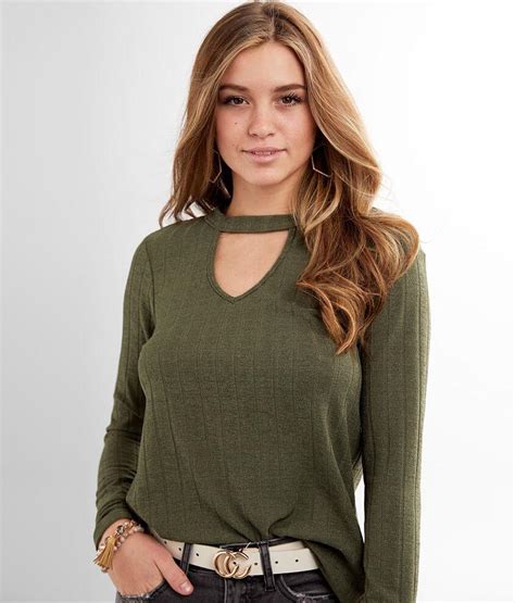 Red By Bke Keyhole Top Womens Shirtsblouses In Moss Buckle