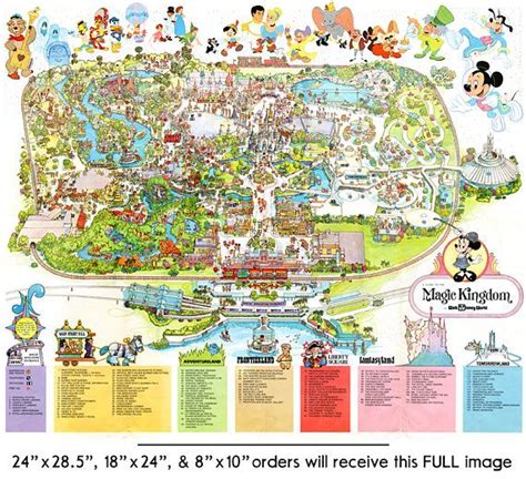 Vintage 1979 Disney World Park Map Poster 24 X 36 Or Disney World