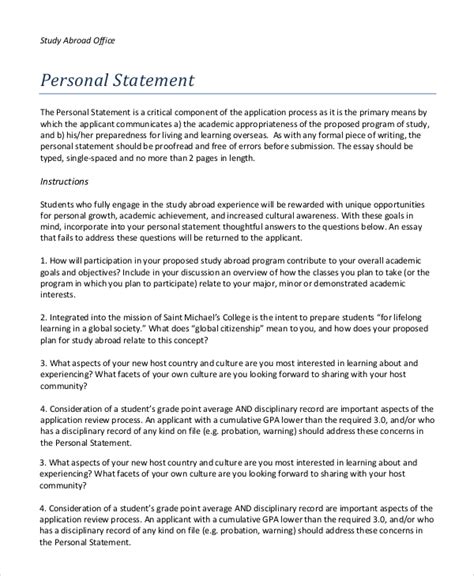 Free 8 Personal Statement Samples In Pdf Ms Word