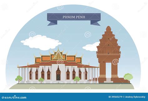 Phnom Penh Cambodia Asia Stamp Logo Icon Symbol Design Skyline City