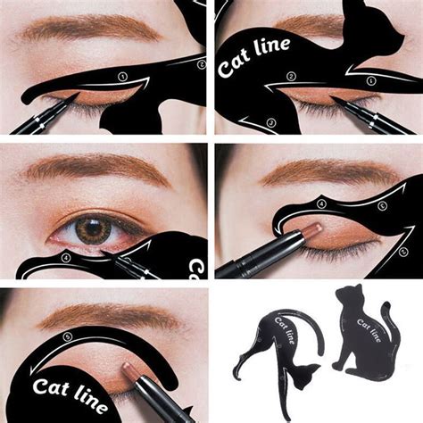 2pcs Women Cat Line Pro Eye Makeup Tool Eyeliner Stencils Template
