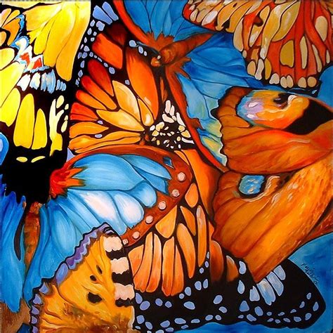 Abstract Butterflies Par Marcia Baldwin Oil Painting Trees Oil