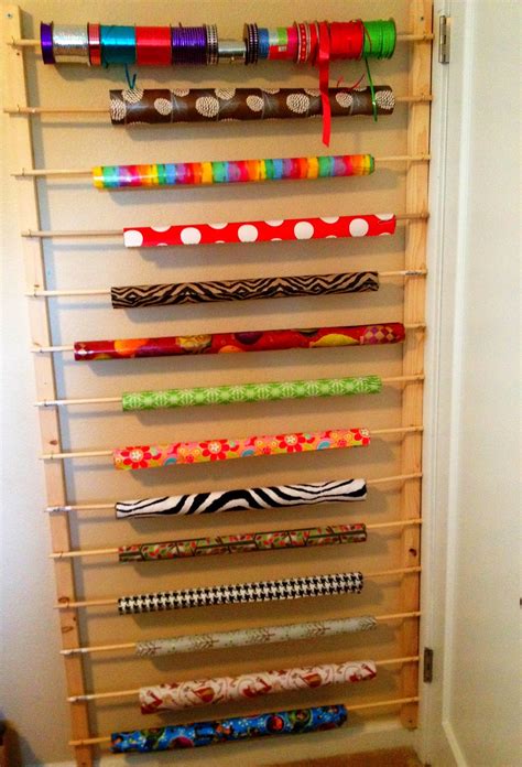 Home Made Is Easy Diy Behind The Door Wrapping Paperribbon Storage