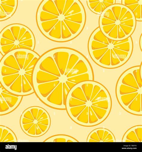Lemon Slices Seamless Pattern Cute Yellow Lemon Slices Citrus Fruit
