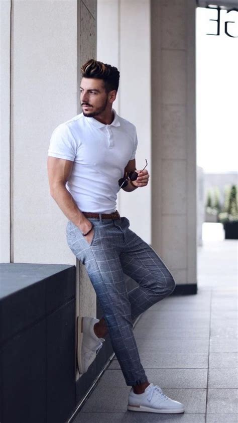 30 Best Ways To Wear Plaid Pants To Work This Summer White Polo Shirt