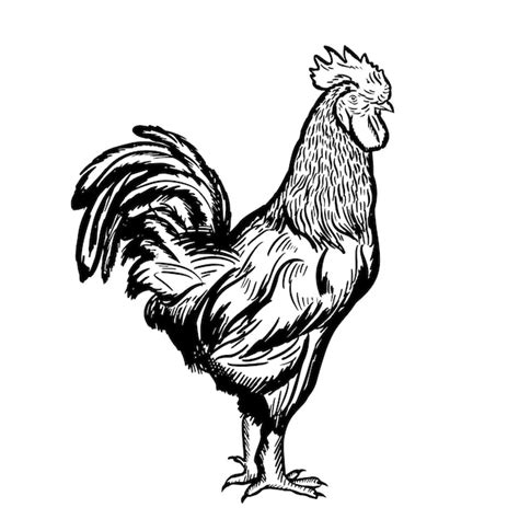 Premium Vector Rooster Sketch Hand Drawn Black On A White Background