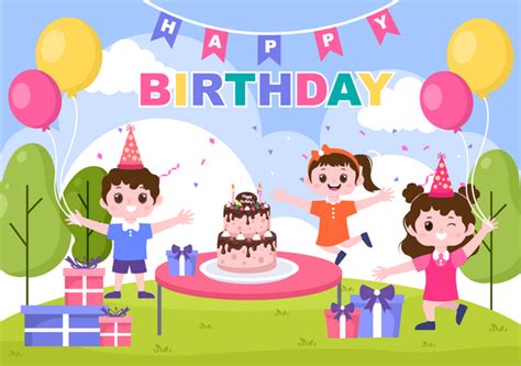 Best Premium Kids Celebrating Birthday Illustration Download In Png