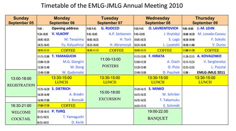 This is where meeting tools can help simplify the process of finding the best times to meet. EMLG-JMLG Annual Meeting 2010