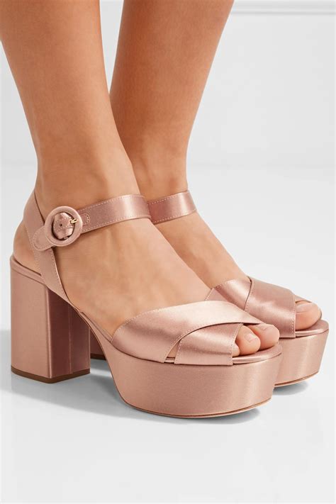 Lyst Prada Satin Platform Sandals In Pink