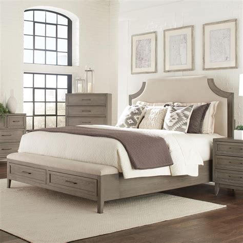 Rails used for headboard / footboard. Riverside 46170 Vogue Upholstered Bed with Storage Bench ...