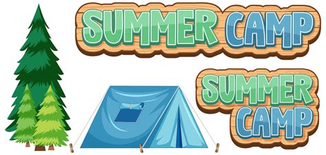 Word Summer Camp Elements On White 1235387 Vector Art At Vecteezy