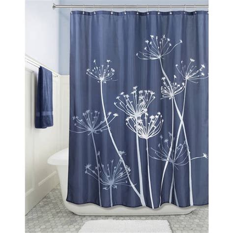 Interdesign Thistle Fabric Shower Curtain Standard 72 X 72 Navy