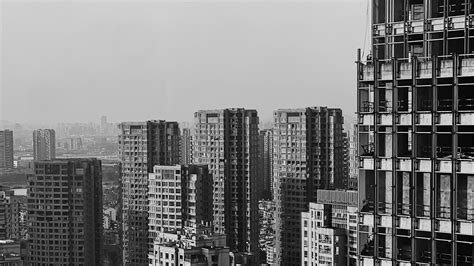 Download Wallpaper 1920x1080 City Buildings Aerial View Bw Full Hd