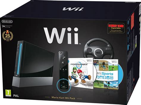 Nintendo Wii Console Black With Wii Sports Mario Kart And Black Wii