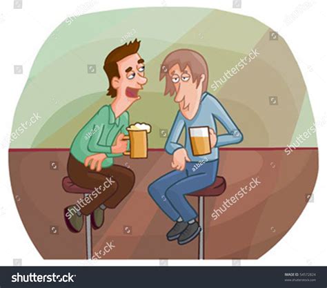 Two Cartoon Men Drinking Beer Talking Stock Vector Royalty Free