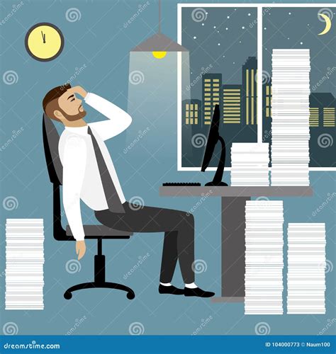 Overworked And Tired Businessman Or Office Worker Stock Vector