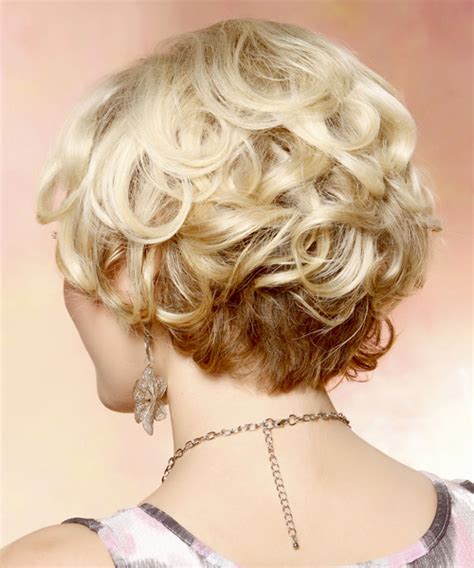 Short Curly Layered Light Golden Blonde Bob Haircut With