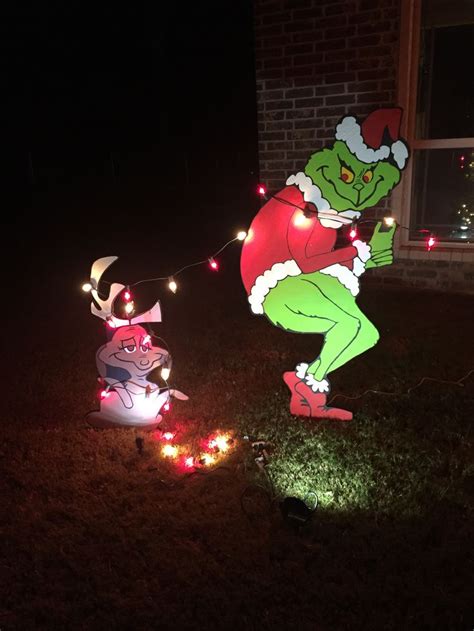 Grinch Taking Lights Off House Grinch Lights Christmas Outdoor Decorations Yard Outside