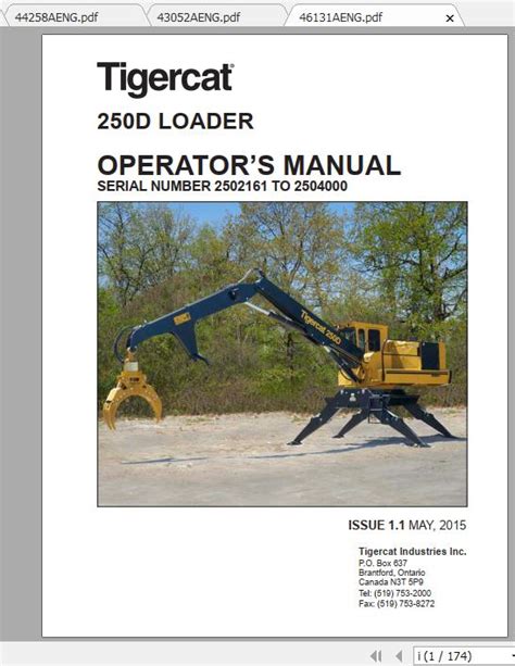 Tigercat 250D Loader Operator S Manual