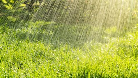 Warm Summer Rain And Sunny Day Stock Image Image Of Damp Grass