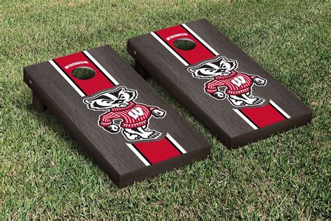 University Of Wisconsin Badgers Black Stained Cornhole Boards Stained