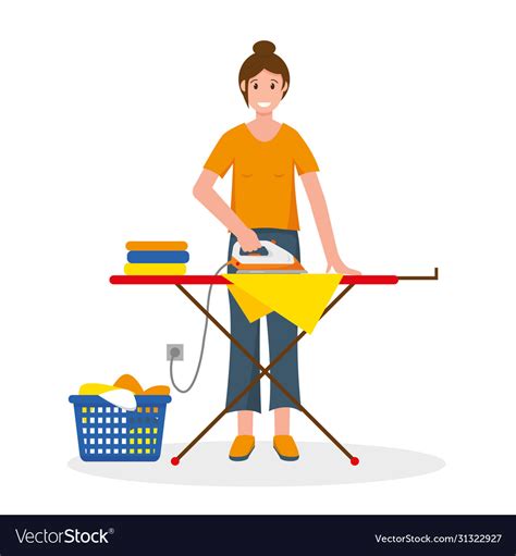 Woman Ironing Clothes On An Board Royalty Free Vector Image