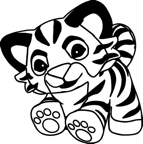 Cute Baby Tiger Coloring Page Outline Sketch Drawing Vector Simple
