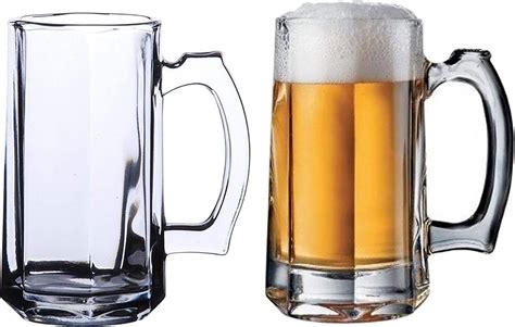 German Beer Stein Glass 2pc Classic Beer Tankards Beer Mugs 422ml