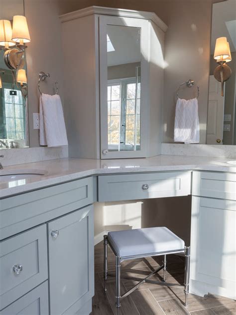 The bathroom is associated with the weekday morning rush, but it doesn't have to be. Corner Double Vanity | Houzz