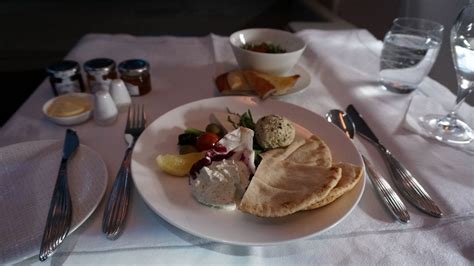 Qatar Airways A340 600 First Class Arabic Breakfast