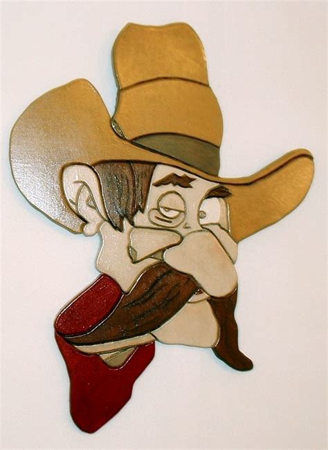 Old Cowboy Wood Wall Art Intarsia Wood Art Southwest Wall Hanging