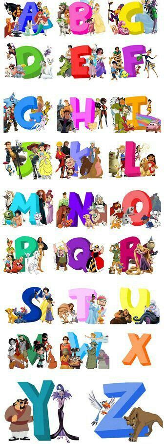 Alphabet Letter List Disney Characters Alphabetical Order